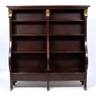 Lot 237 - A 19TH CENTURY MAHOGANY OPEN FRONTED BOOKCASE