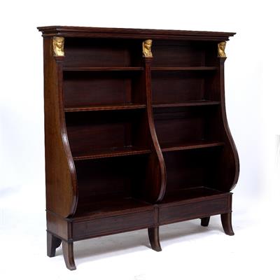 Lot 237 - A 19TH CENTURY MAHOGANY OPEN FRONTED BOOKCASE