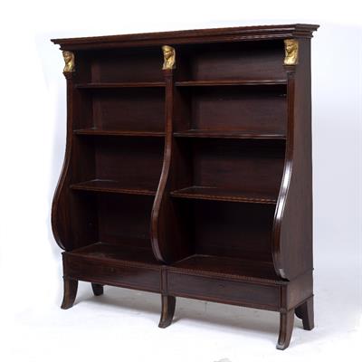 Lot 237 - A 19TH CENTURY MAHOGANY OPEN FRONTED BOOKCASE