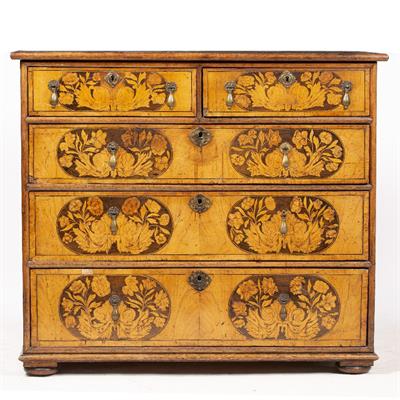 Lot 239 - AN EARLY 18TH CENTURY AND LATER WALNUT AND ROSEWOOD CHEST