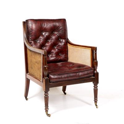 Lot 241 - A 19TH CENTURY BERGERE ARMCHAIR