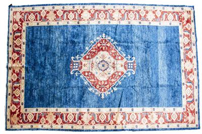 Lot 251 - A BLUE GROUND AGHAN RUG