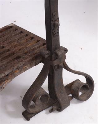 Lot 261 - A PAIR OF 17TH CENTURY WROUGHT IRON FIRE DOGS