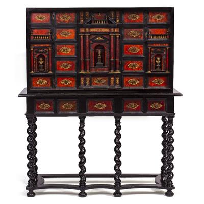 Lot 276 - A LATE 17TH/EARLY 18TH CENTURY FLEMISH EBONISED AND TORTOISESHELL DECORATED CABINET