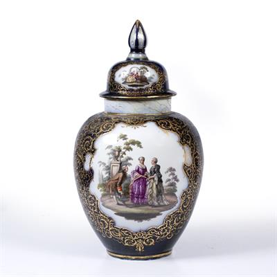 Lot 278 - A DRESDEN PORCELAIN VASE AND COVER