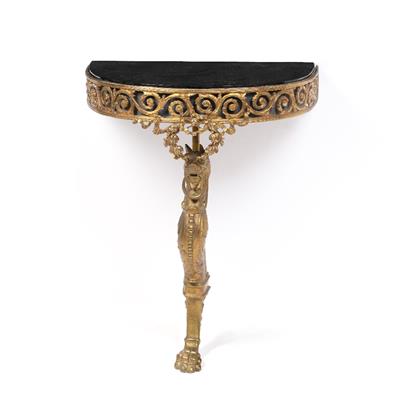 Lot 292 - A SMALL GILT BRASS BOW FRONTED CONSOLE TABLE