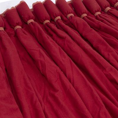 Lot 298 - A PAIR OF LARGE RED FINE WOOLEN INTERLINED CURTAINS