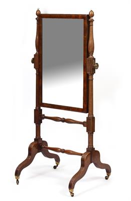 Lot 311 - AN EARLY 19TH CENTURY MAHOGANY CHEVAL MIRROR