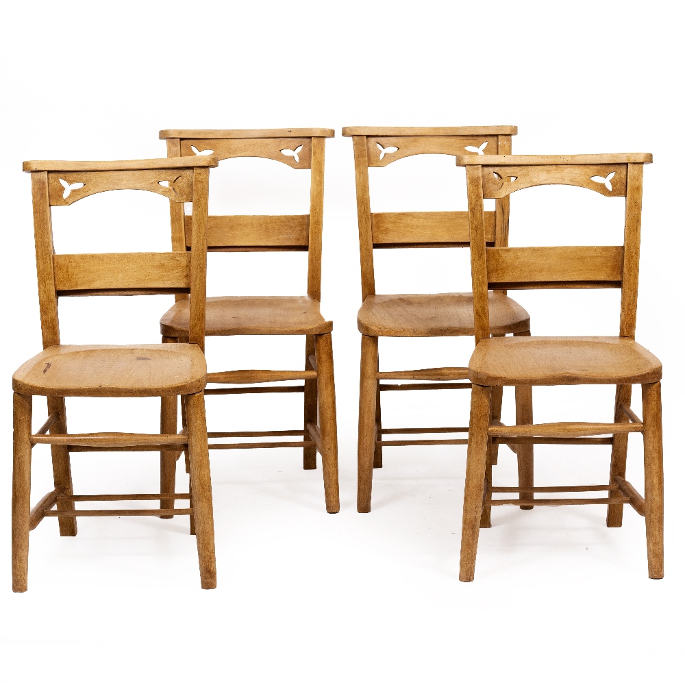 Lot 316 - A SET OF FOUR VICTORIAN BEECHWOOD CHAPEL CHAIRS