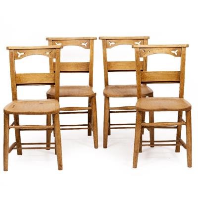 Lot 316 - A SET OF FOUR VICTORIAN BEECHWOOD CHAPEL CHAIRS