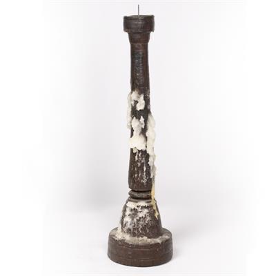 Lot 363 - A TURNED AND CARVED HARDWOOD PRICKET CANDLESTICK