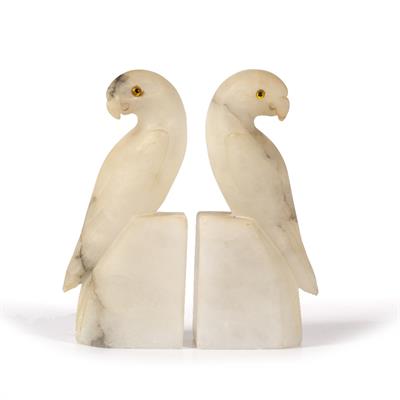 Lot 367 - A PAIR OF FRENCH ALABASTER BOOK ENDS