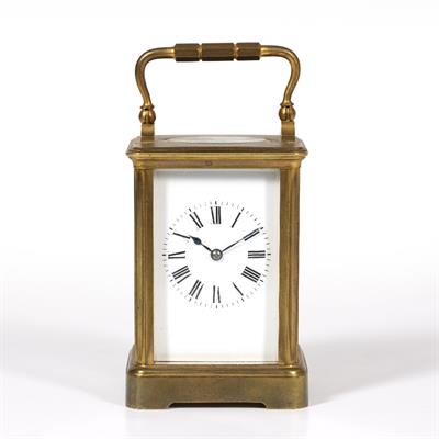 Lot 375 - A FRENCH BRASS FIVE GLASS CARRIAGE CLOCK