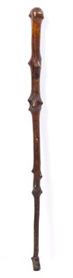 Lot 379 - A GEORGE III FOLK ART HAWTHORN WALKING CANE