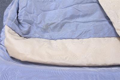 Lot 383 - A PAIR OF CREAM INTERLINED WATER SILK CURTAINS