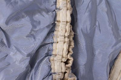 Lot 383 - A PAIR OF CREAM INTERLINED WATER SILK CURTAINS