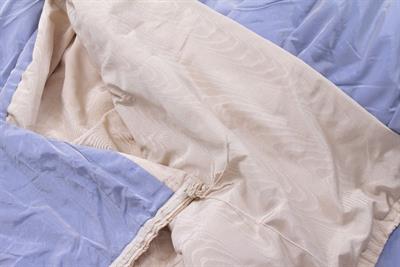 Lot 383 - A PAIR OF CREAM INTERLINED WATER SILK CURTAINS