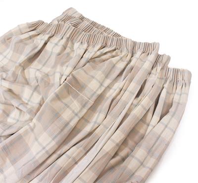 Lot 384 - TWO PAIRS OF PENCIL PLEATED PLAID CREAM