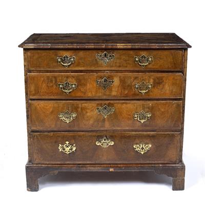 Lot 387 - AN EARLY GEORGE III WALNUT SMALL SIZED CHEST