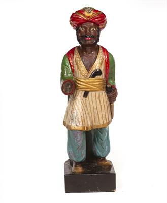 Lot 405 - AN ANTIQUE CARVED WOODEN PAINTED TOBACCO ADVERTISING FIGURE