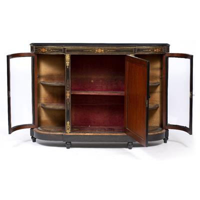 Lot 423 - A VICTORIAN EBONISED CREDENZA OR SIDE CABINET