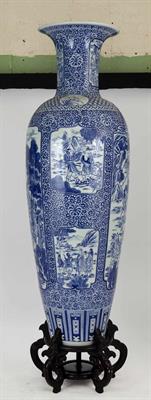 Lot 424 - A PAIR OF VERY LARGE CHINESE BLUE AND WHITE FLOOR VASES