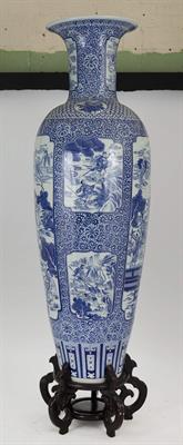 Lot 424 - A PAIR OF VERY LARGE CHINESE BLUE AND WHITE FLOOR VASES