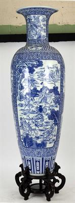 Lot 424 - A PAIR OF VERY LARGE CHINESE BLUE AND WHITE FLOOR VASES