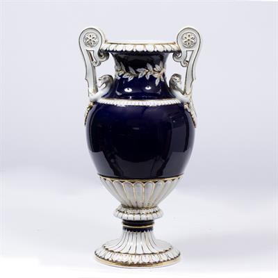 Lot 432 - A BLUE GROUND MEISSEN PORCELAIN VASE