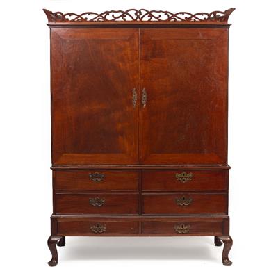 Lot 439 - A MID 18TH CENTURY AND LATER MAHOGANY PRESS CUPBOARD