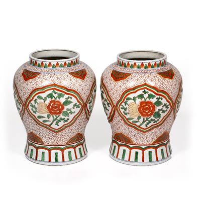 Lot 480 - A PAIR OF ORIENTAL PORCELAIN BALUSTER VASES