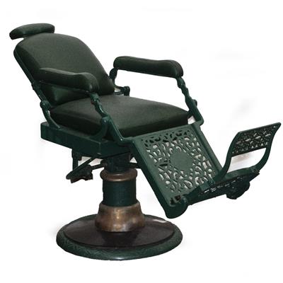 Lot 486 - A GREEN PAINTED CAST IRON DENTISTS CHAIR