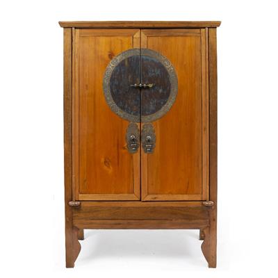 Lot 490 - A CHINESE HARDWOOD TWO DOOR CUPBOARD