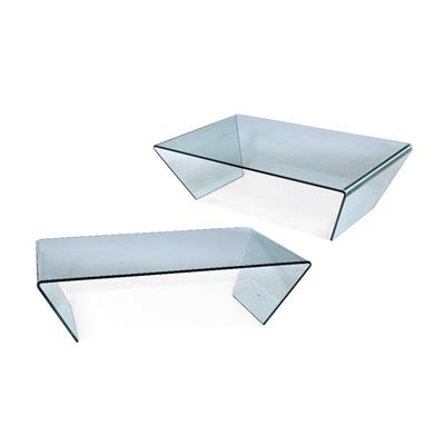 Lot 504 - A PAIR OF CONTEMPORARY FOLDED GLASS COFFEE TABLE