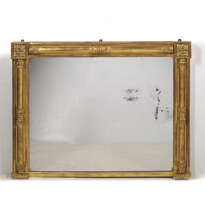 Lot 515 - A REGENCY GILT FRAMED OVERMANTLE MIRROR