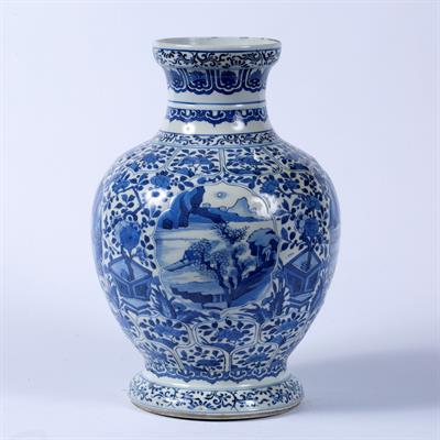 Lot 4 - Blue and white baluster vase