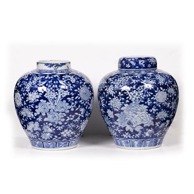 Lot 38 - Pair of blue and white jars