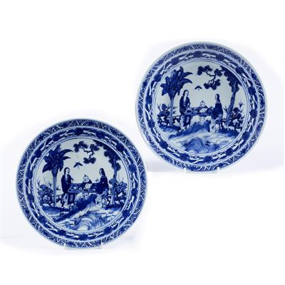 Lot 45 - Two blue and white chargers