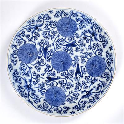 Lot 57 - Large blue and white charger