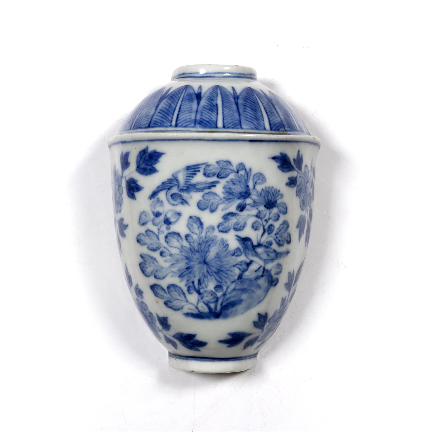 Lot 59 - Blue and white porcelain wall pocket