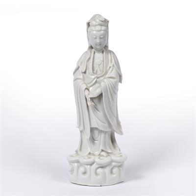 Lot 98 - Blanc de chine standing figure of Guanyin