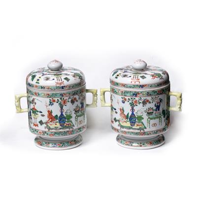 Lot 114 - Pair of porcelain pots and covers