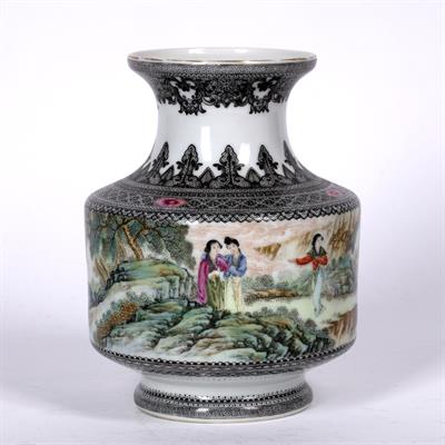 Lot 131 - Famille rose baluster vase