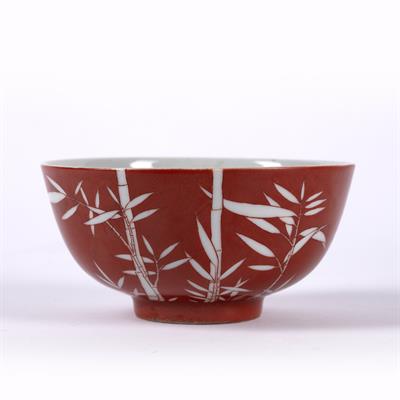 Lot 163 - Coral porcelain  bowl