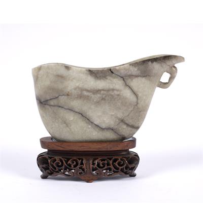 Lot 215 - Grey and black jade libation cup