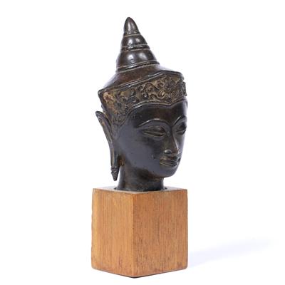 Lot 223 - Ayutthaya style bronze head of Buddha Shakyamuni