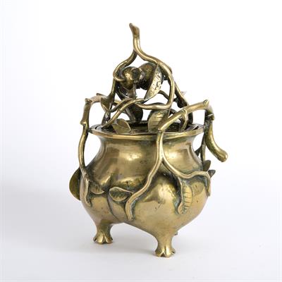 Lot 244 - Brass pomegranate shaped censer