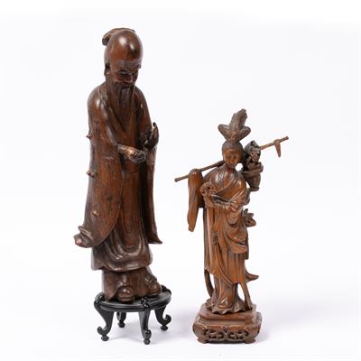 Lot 257 - Carved wooden model of Shou Lao