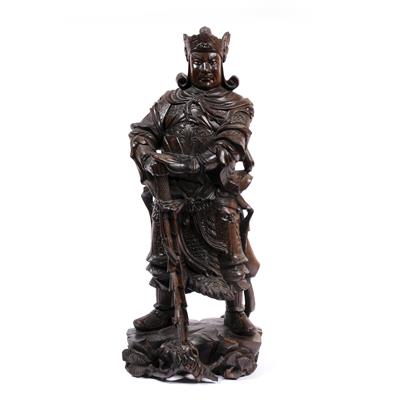 Lot 271 - Tall hardwood figure of a standing warrior