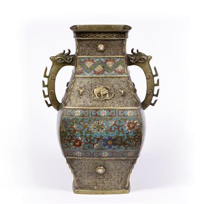 Lot 276 - Bronze and cloisonne vase